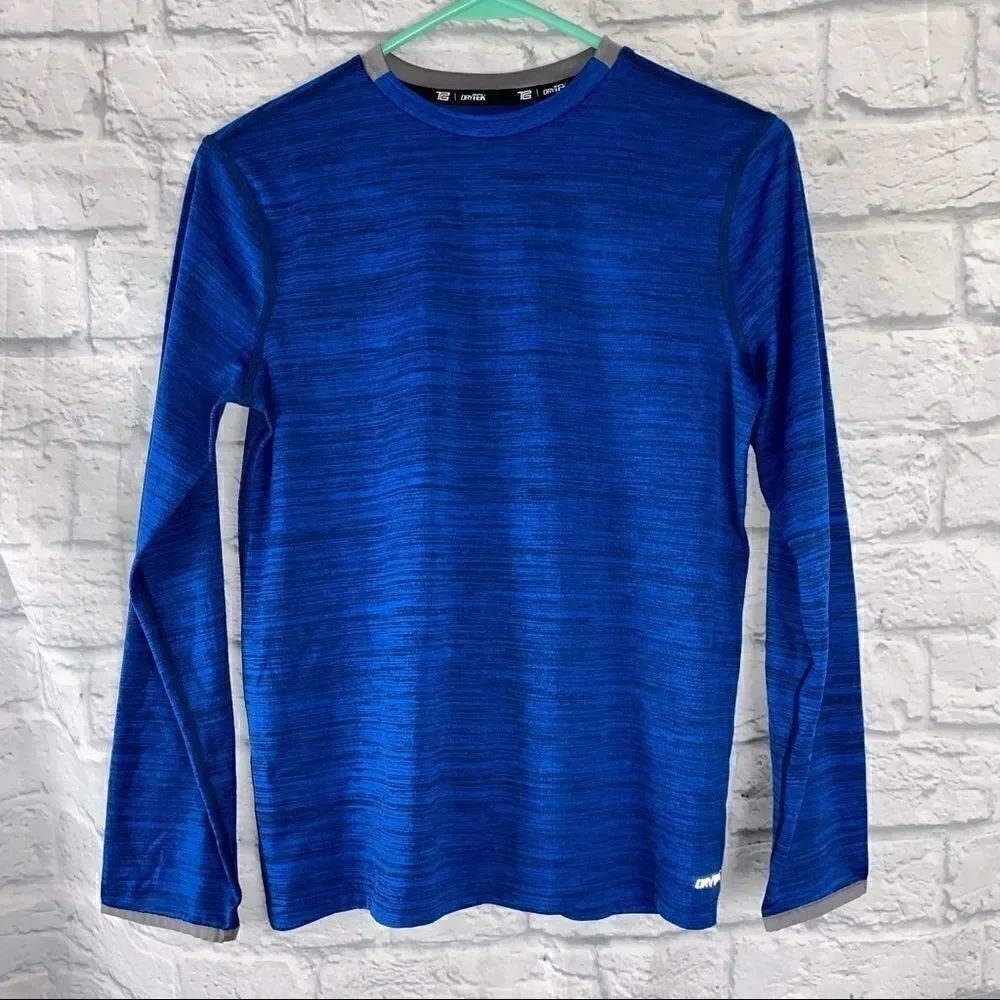 Tek gear dry gear drifit Longsleeve Crewneck shirts boys blue& black sz L 14/16